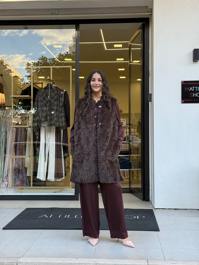 Pelliccia smanicata double face Eco