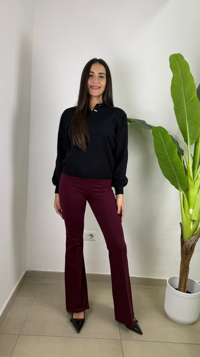 Pantaloni a zampa in punto Milano