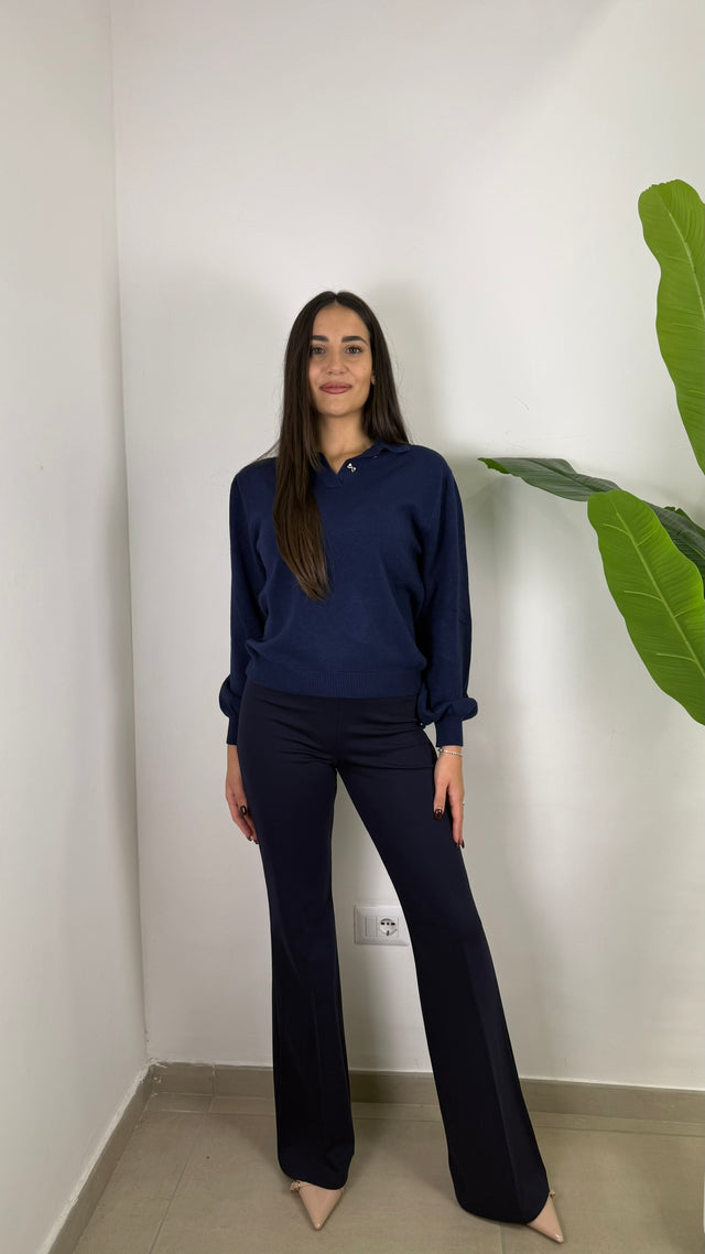 Pantaloni a zampa in punto Milano