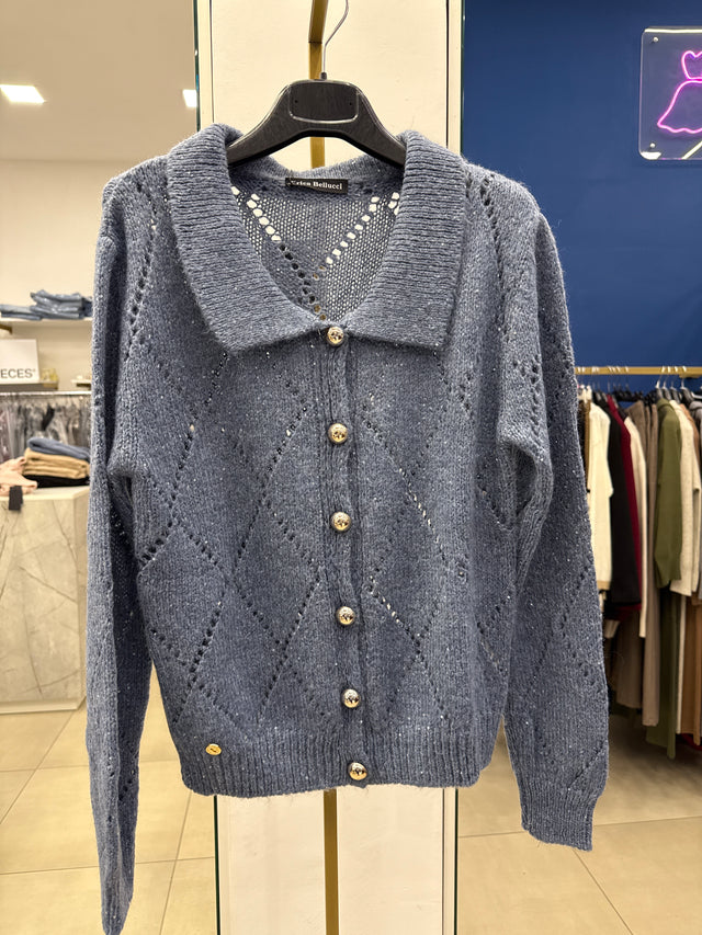 Cardigan rombi laminato