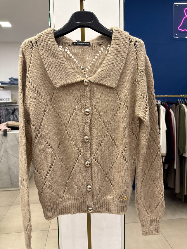 Cardigan rombi laminato