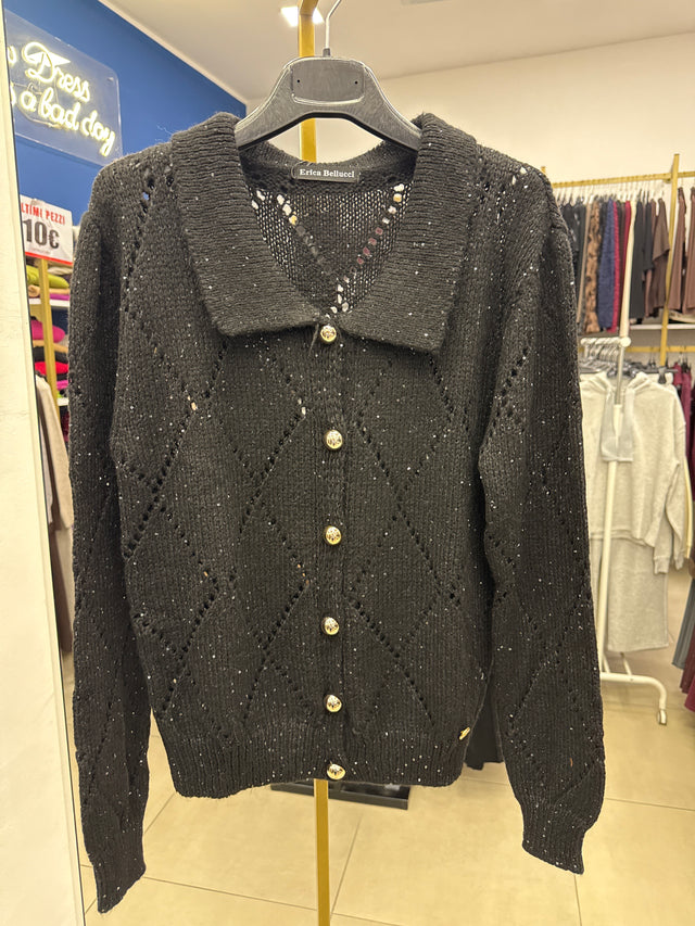 Cardigan rombi laminato