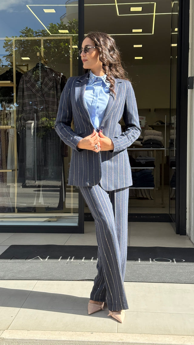 Tailleur Blu Gessato