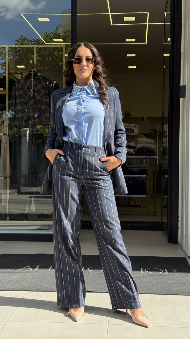 Tailleur Blu Gessato