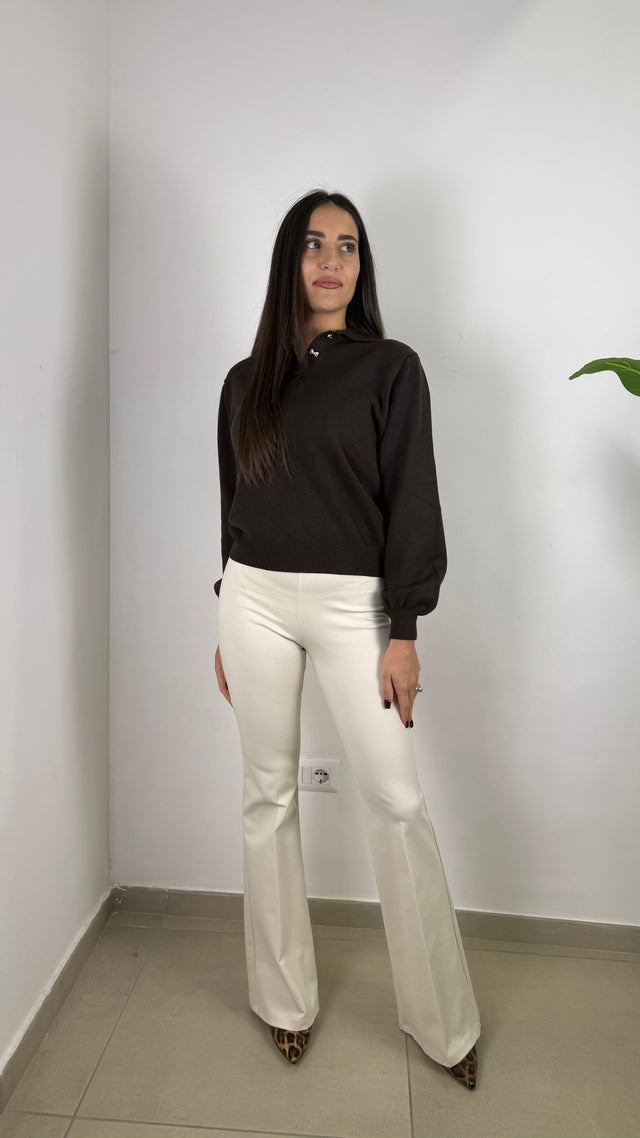 Pantaloni a zampa in punto Milano