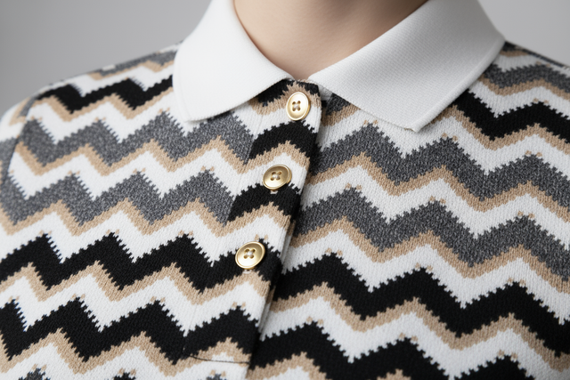 creami la stessa foto utilizzando il colletto della polo in bianco e 3 bottoni oro sulla chiusura 